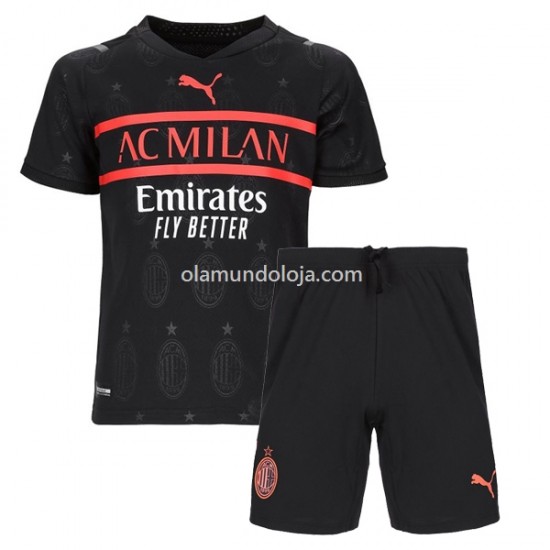 Camisola AC Milan Criança Equipamento Terceiro 2021-2022 Manga Corta